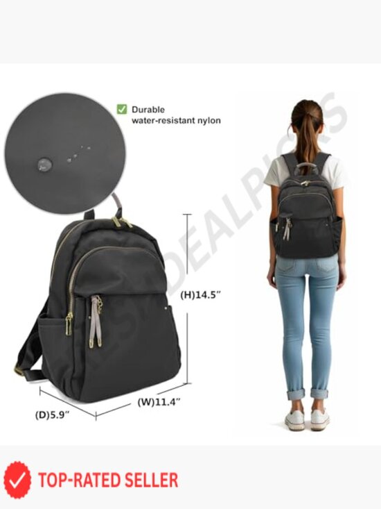 Fashion Nylon Backpack Gold Hardware Water-Resistant Daypack Laptop Work main image 4